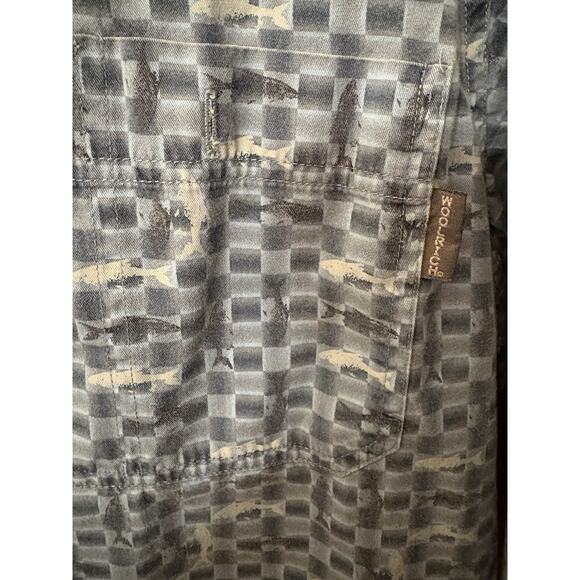 Men’s 2XL Woolrich All Over Fish Print Shirt Size Blue Button Down Long Sleeve - Picture 3 of 4